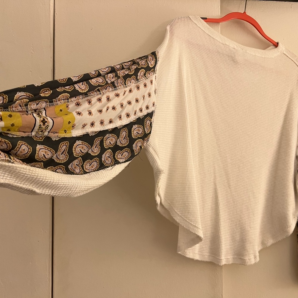 Free People Scarf Print Sleeve Top